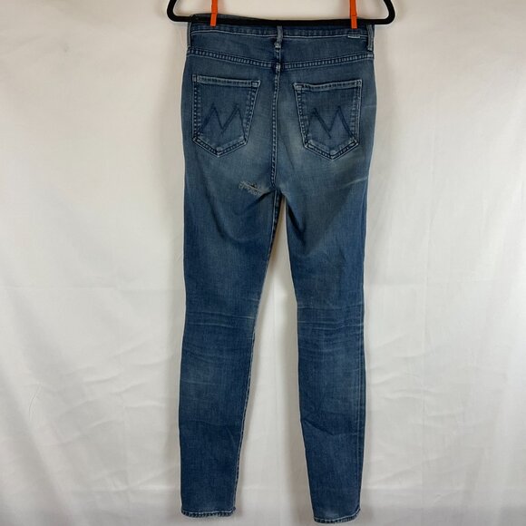 Mother The Swooner Coin Pocket Jeans 28 Blue Moonlust Privateer Distressed - Picture 6 of 12